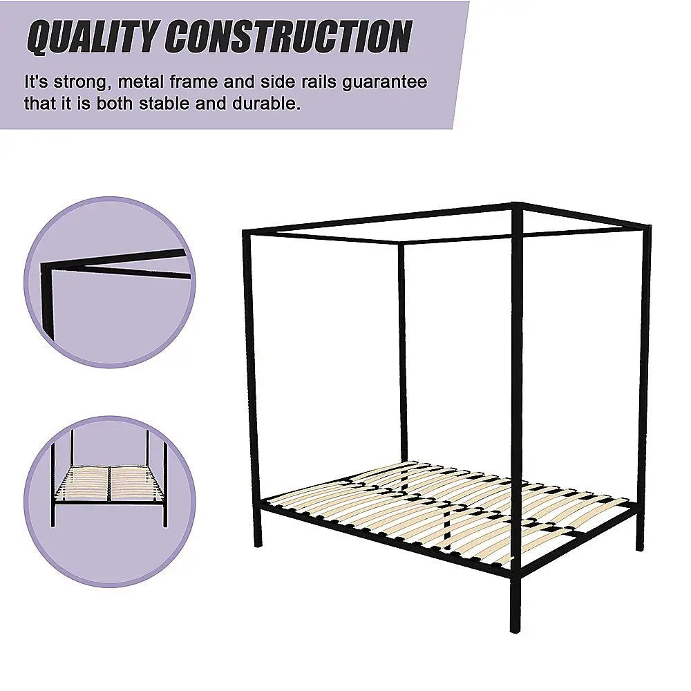 4 Four Poster Queen Bed Frame - Furniture > Bedroom > Beds & Bed Frames