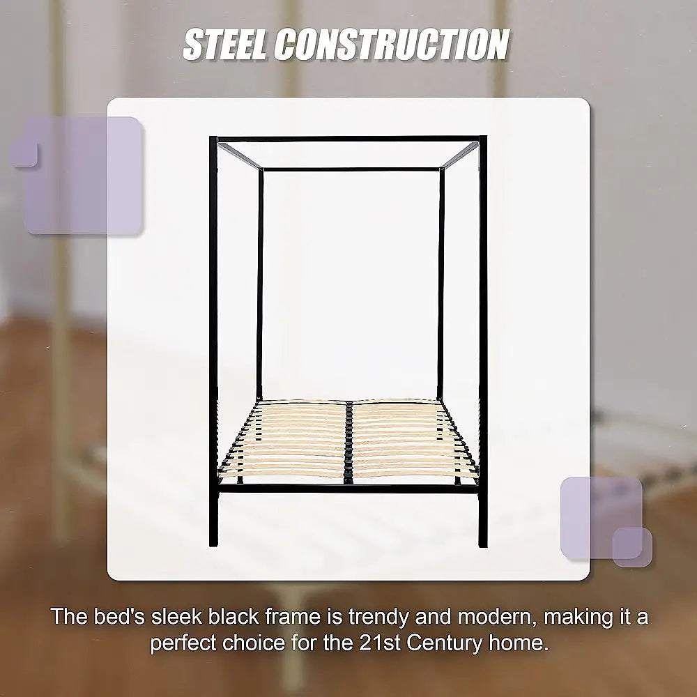 4 Four Poster Queen Bed Frame - Furniture > Bedroom > Beds & Bed Frames