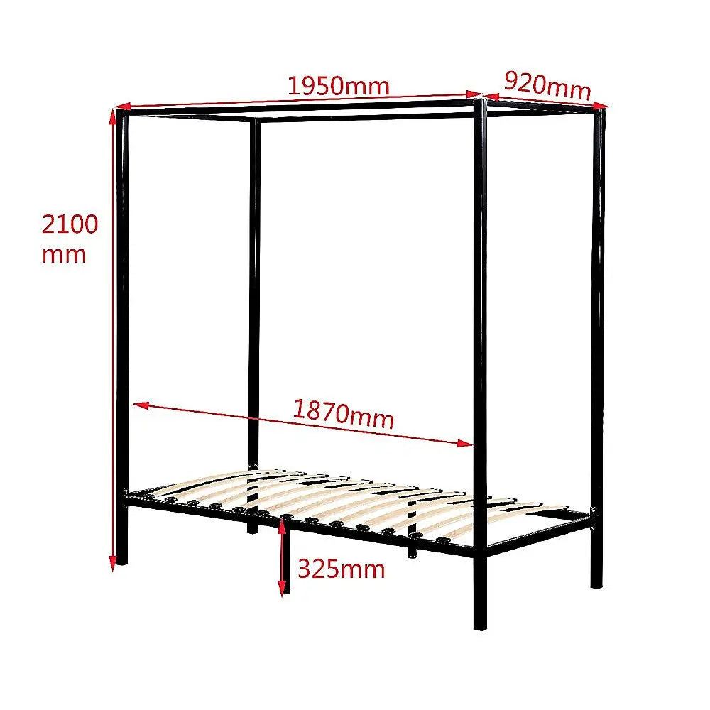 4 Four Poster Single Bed Frame - Furniture > Bedroom