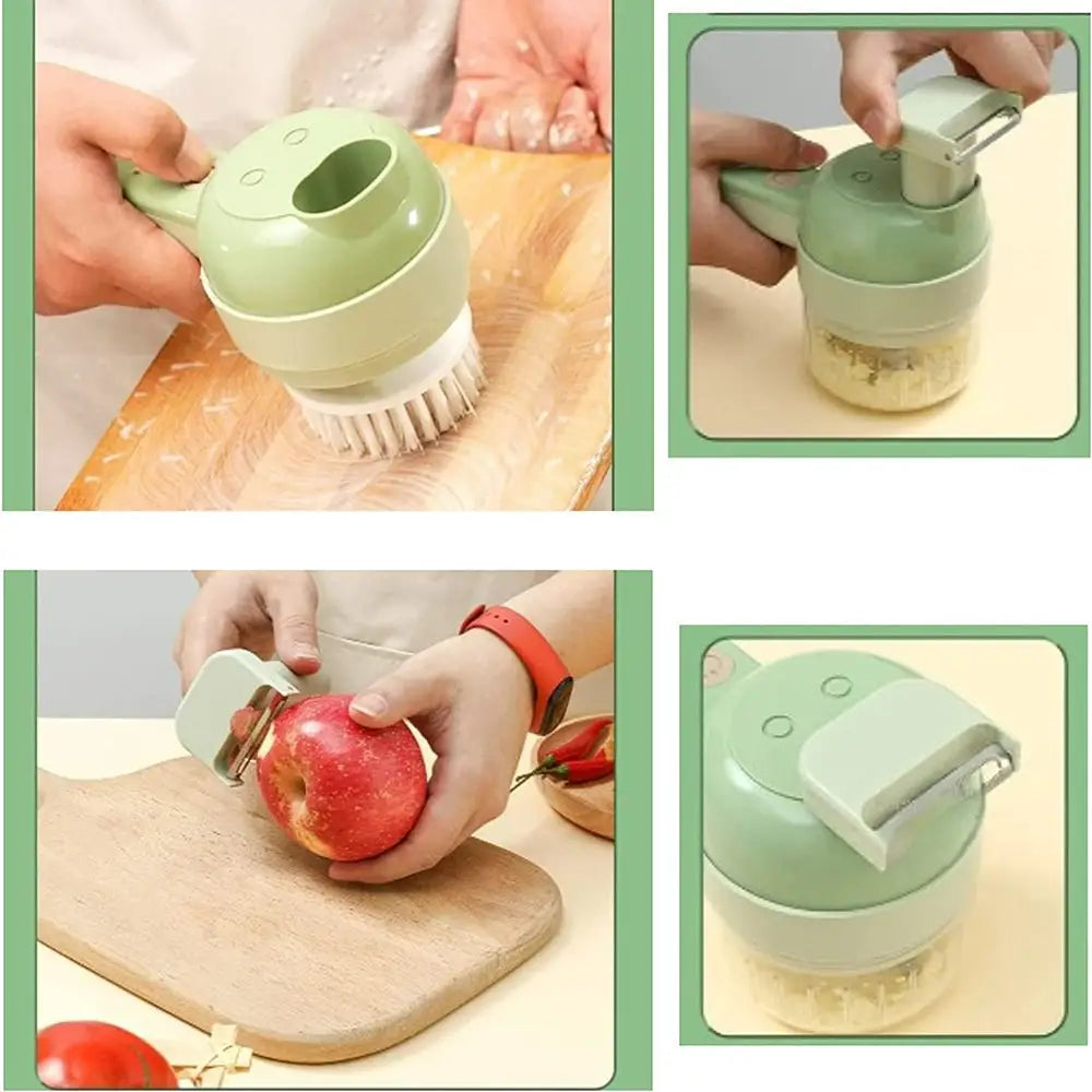 4 In 1 Handheld Electric Vegetable Cutter Multifunction Vegetable Fruit Slicer - Home & Garden > Kitchenware