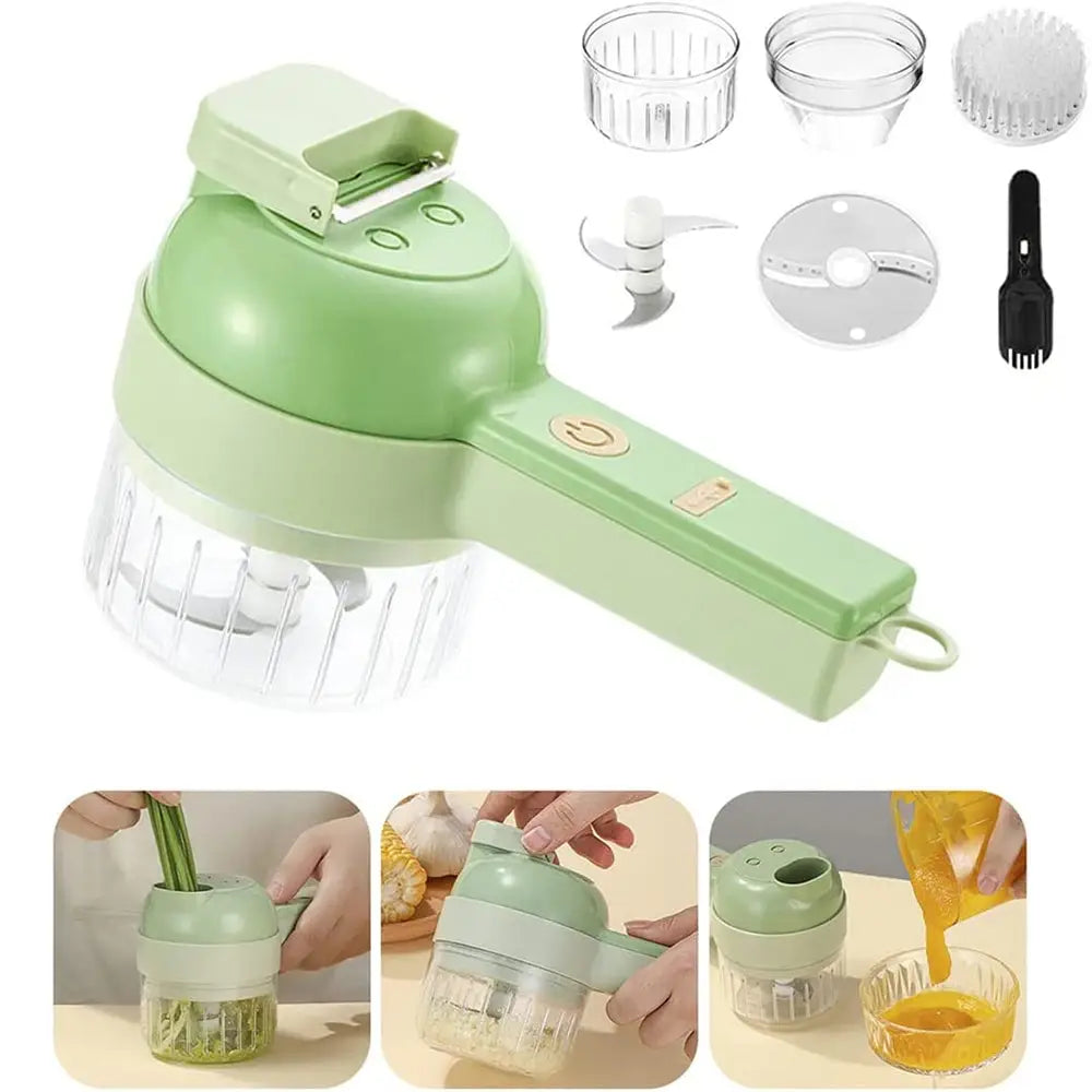 4 In 1 Handheld Electric Vegetable Cutter Multifunction Vegetable Fruit Slicer - Home & Garden > Kitchenware