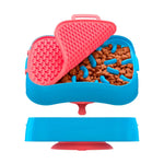 4-in-1 Slow Feeder Dog Bowl - Blue Bowl and Warm Ocean Red Lickmat - Pet Care > Dog Supplies > Dog Bowls Feeders &