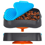 4-in-1 Slow Feeder Dog Bowl - Dark Grey Bowl with Blue Lickmat - Pet Care > Dog Supplies > Dog Bowls Feeders & Waterers