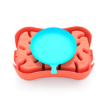 4-in-1 Slow Feeder Dog Bowl - Warm Ocean Red Bowl with Teal Lickmat - Pet Care > Dog Supplies > Dog Bowls Feeders &