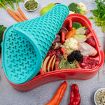4-in-1 Slow Feeder Dog Bowl - Warm Ocean Red Bowl with Teal Lickmat - Pet Care > Dog Supplies > Dog Bowls Feeders &