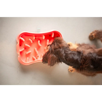 4-in-1 Slow Feeder Dog Bowl - Warm Ocean Red Bowl with Teal Lickmat - Pet Care > Dog Supplies > Dog Bowls Feeders &