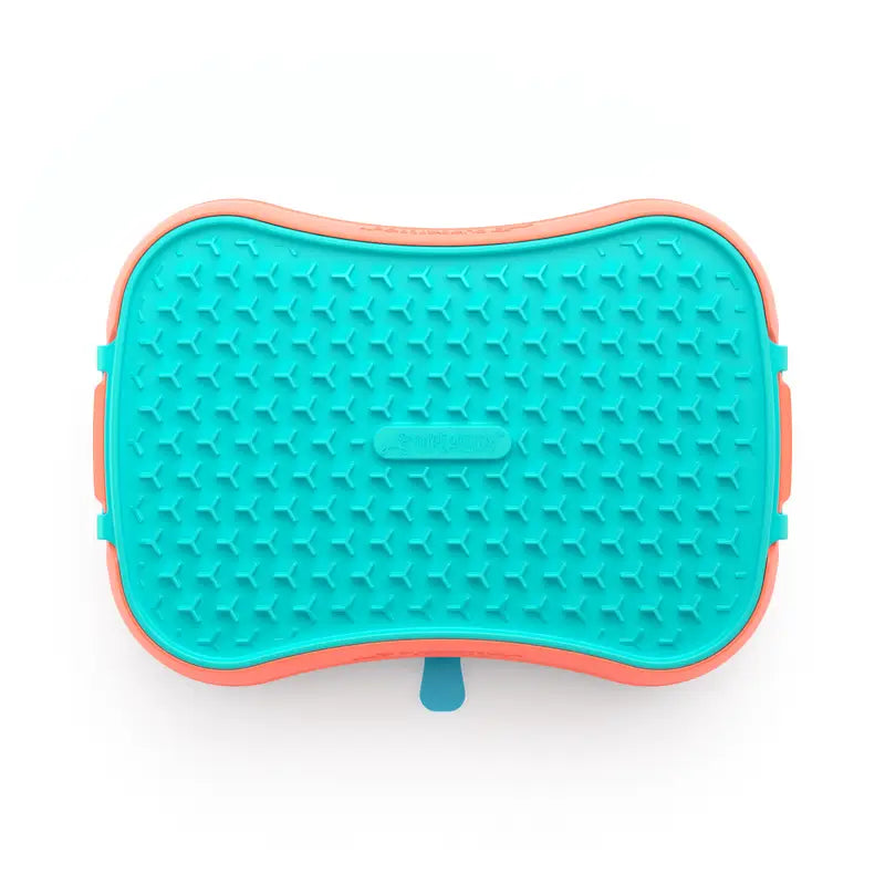 4-in-1 Slow Feeder Dog Bowl - Warm Ocean Red Bowl with Teal Lickmat - Pet Care > Dog Supplies > Dog Bowls Feeders &