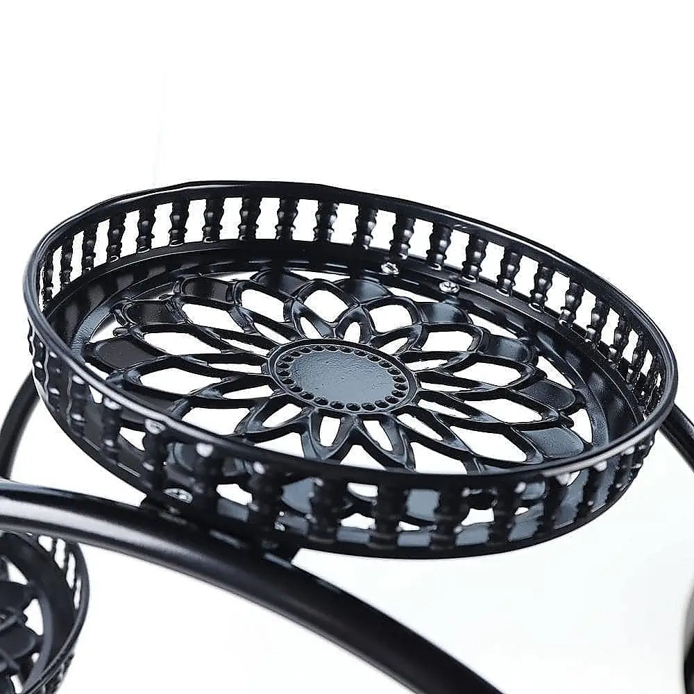 4 Layer 6 Pots Flower Holder Plant Stand Shelf 4-Wheel Free Moving Rack - Furniture > Office