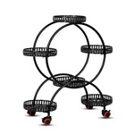 4 Layer 6 Pots Flower Holder Plant Stand Shelf 4-Wheel Free Moving Rack - Furniture > Office