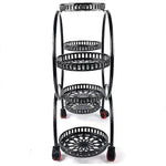 4 Layer 6 Pots Flower Holder Plant Stand Shelf 4-Wheel Free Moving Rack - Furniture > Office