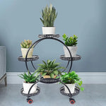 4 Layer 6 Pots Flower Holder Plant Stand Shelf 4-Wheel Free Moving Rack - Furniture > Office