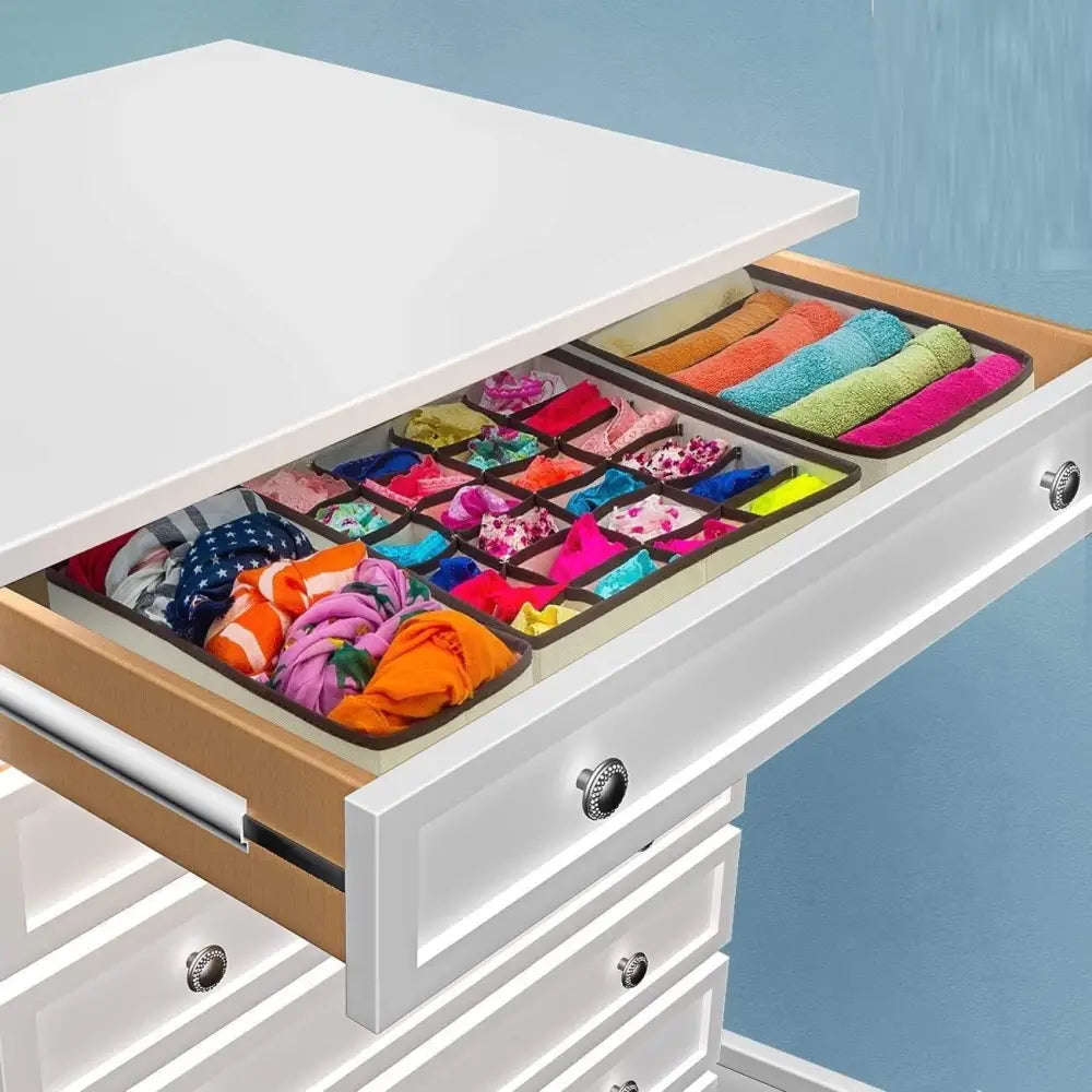 4 Pack Foldable Drawer Dividers Storage Boxes (Black) - Home & Garden > Storage