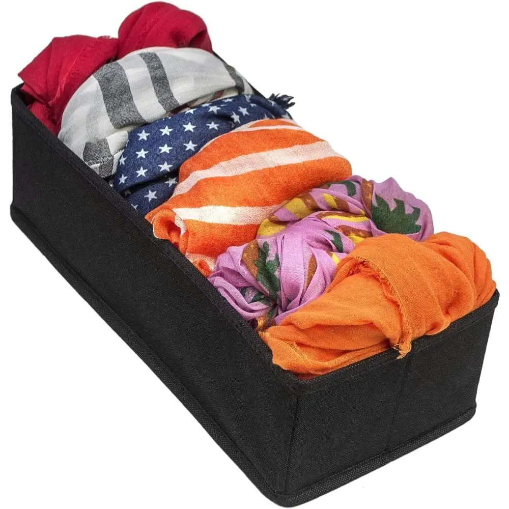 4 Pack Foldable Drawer Dividers Storage Boxes (Black) - Home & Garden > Storage