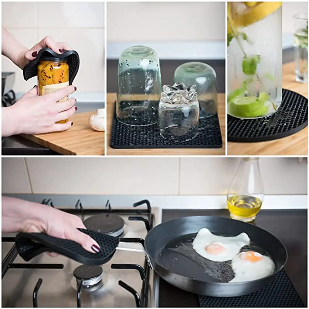 4 Pack Multi Purpose Silicone Insulation Mat Heat-Resistant Dishes Pads(Grey) - Home & Garden > Kitchenware