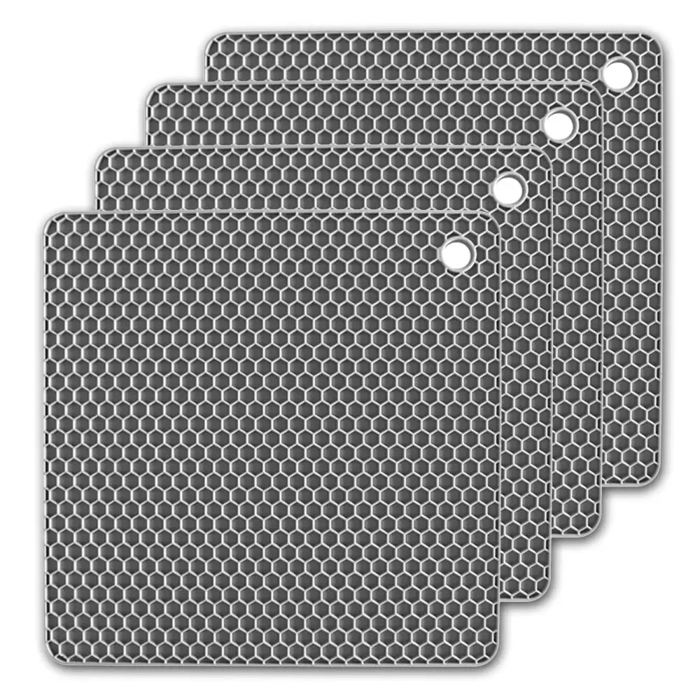 4 Pack Multi Purpose Silicone Insulation Mat Heat-Resistant Dishes Pads(Grey) - Home & Garden > Kitchenware