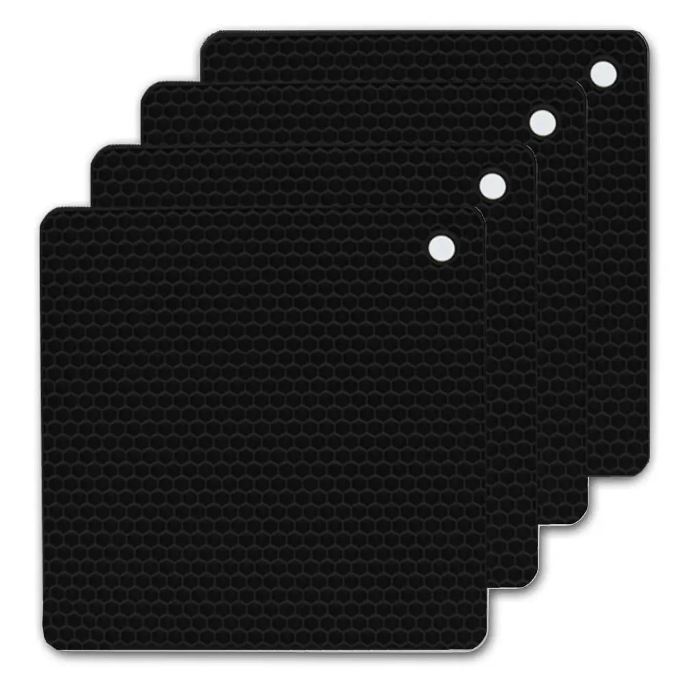 4 Pack Multi Purpose Silicone Insulation Mat Heat-Resistant Dishes Pads(Black) - Home & Garden > Kitchenware