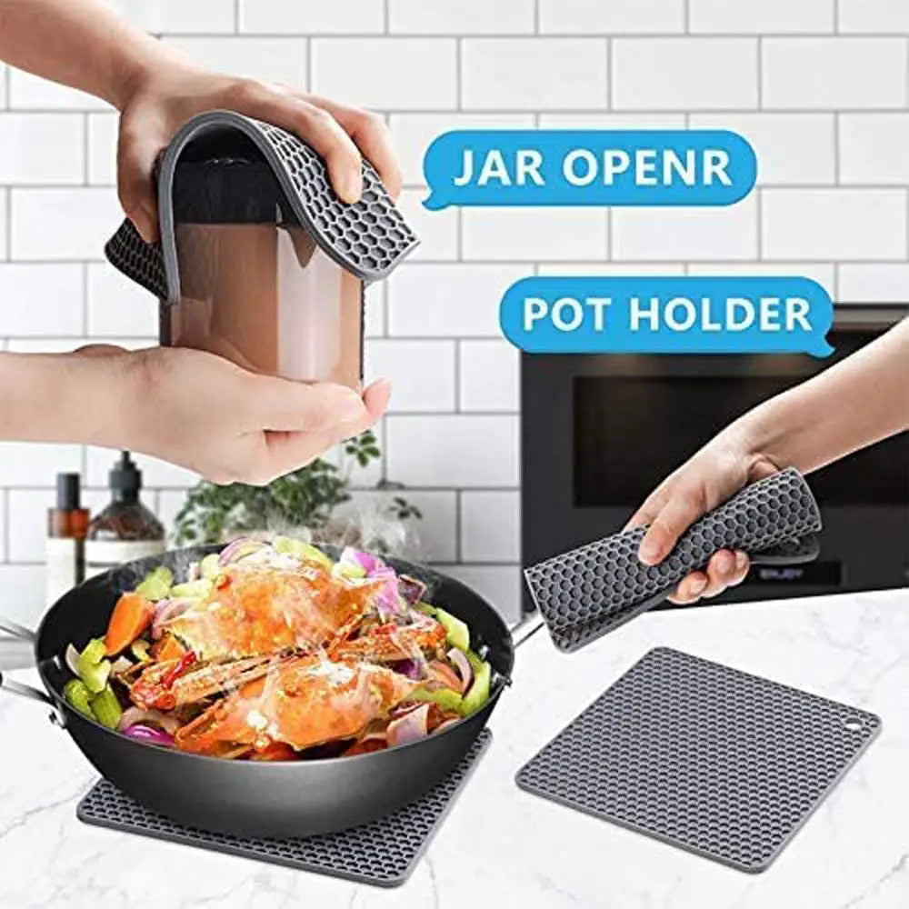 4 Pack Multi Purpose Silicone Insulation Mat Heat-Resistant Dishes Pads(Black) - Home & Garden > Kitchenware