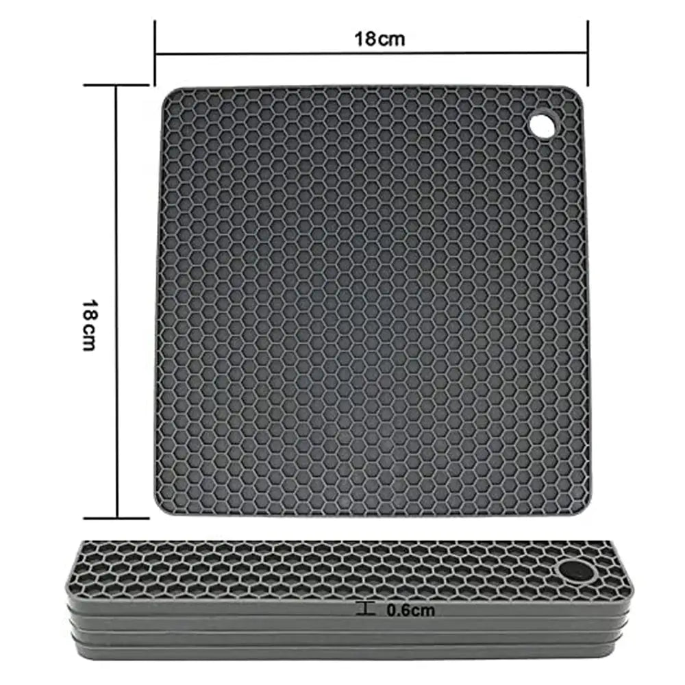 4 Pack Multi Purpose Silicone Insulation Mat Heat-Resistant Dishes Pads(Grey) - Home & Garden > Kitchenware