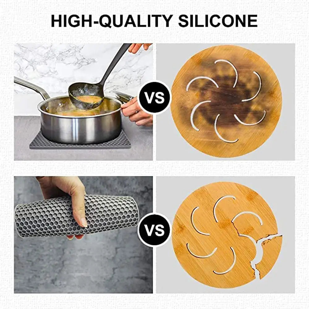 4 Pack Multi Purpose Silicone Insulation Mat Heat-Resistant Dishes Pads(Black) - Home & Garden > Kitchenware