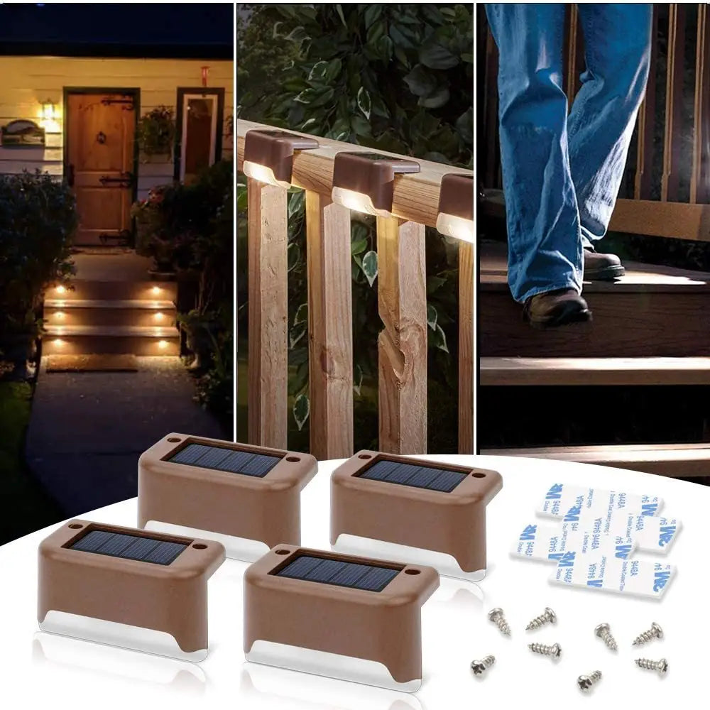 4 Pack SolarPower Deck Lights Outdoor Step Lights Waterproof LED lights - Home & Garden > Garden Lights