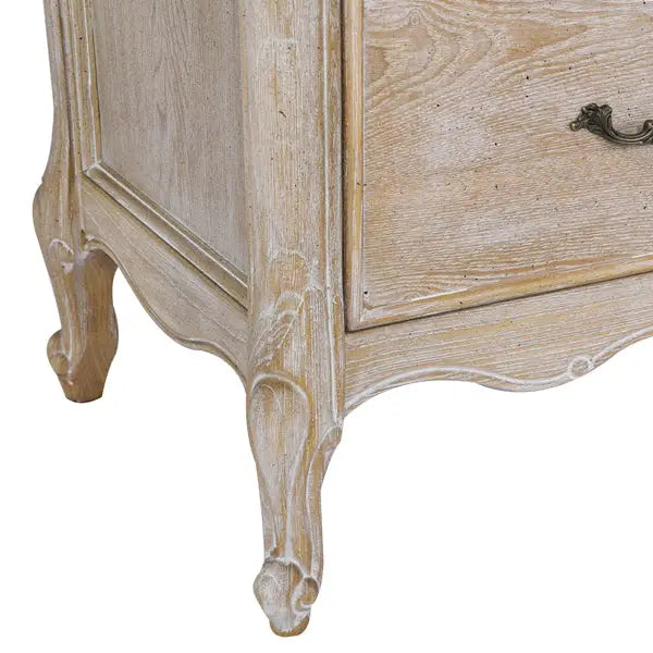 4 Pcs Bedroom Suite Oak Wood Plywood Veneer White Washed Finish in Queen Size - Furniture > Bedroom > Dressers