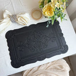 4 pcs Decorative Faux Leather Placemats - Unique Shape Beautiful Packaging (Black) - Home & Garden > Kitchenware >