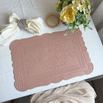 4 pcs Decorative Faux Leather Placemats - Unique Shape Beautiful Packaging (Pink) - Home & Garden > Kitchenware >