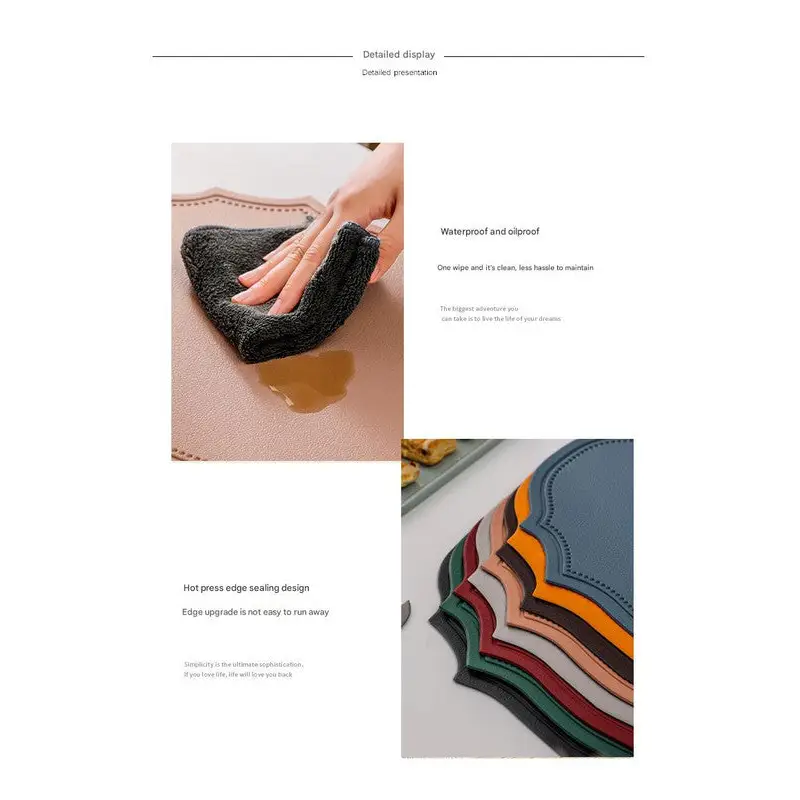 4 pcs Decorative Faux Leather Placemats - Unique Shape Beautiful Packaging (Red) - Home & Garden > Kitchenware >