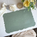 4 pcs Decorative Faux Leather Placemats - Unique Shape Beautiful Packaging (Bean green) - Home & Garden > Kitchenware >
