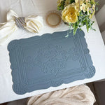 4 pcs Decorative Faux Leather Placemats - Unique Shape Beautiful Packaging (Light blue) - Home & Garden > Kitchenware >