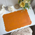 4 pcs Decorative Faux Leather Placemats - Unique Shape Beautiful Packaging (Yellow) - Home & Garden > Kitchenware >