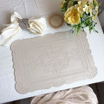 4 pcs Decorative Faux Leather Placemats - Unique Shape Beautiful Packaging (Beige) - Home & Garden > Kitchenware >