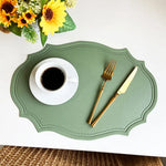 4 pcs Retro Faux Leather Placemat - Waterproof & Oil-Proof Dining Table Mat (Bean Green) - Home & Garden > Kitchenware