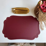 4 pcs Retro Faux Leather Placemat - Waterproof & Oil-Proof Dining Table Mat (Wine red) - Home & Garden > Kitchenware >