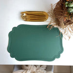4 pcs Retro Faux Leather Placemat - Waterproof & Oil-Proof Dining Table Mat (Green) - Home & Garden > Kitchenware >