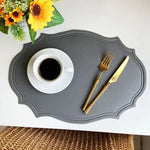 4 pcs Retro Faux Leather Placemat - Waterproof & Oil-Proof Dining Table Mat (Dark gray) - Home & Garden > Kitchenware >