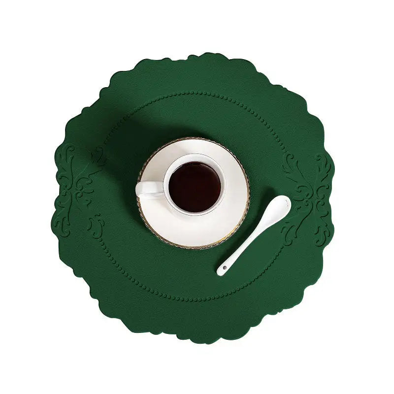 4 pcs Retro Faux Leather Placemat - Waterproof & Oil-Proof Dining Table Mat (Green) - Home & Garden > Kitchenware >