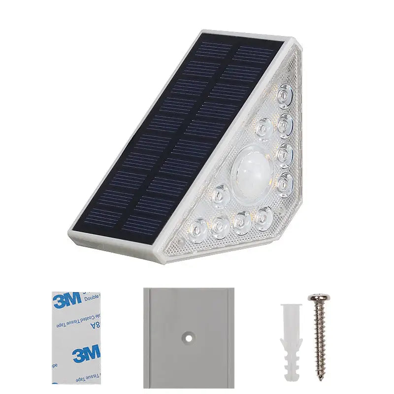 4 Pcs White Bright 14-LED Solar Powered Step Lights - Automatic Outdoor Waterproof Illumination for Stairs Deck Pathway
