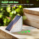 4 Pcs White Bright 14-LED Solar Powered Step Lights - Automatic Outdoor Waterproof Illumination for Stairs Deck Pathway