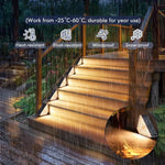 4 Pcs White Bright 14-LED Solar Powered Step Lights - Automatic Outdoor Waterproof Illumination for Stairs Deck Pathway