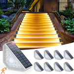4 Pcs White Bright 14-LED Solar Powered Step Lights - Automatic Outdoor Waterproof Illumination for Stairs Deck Pathway