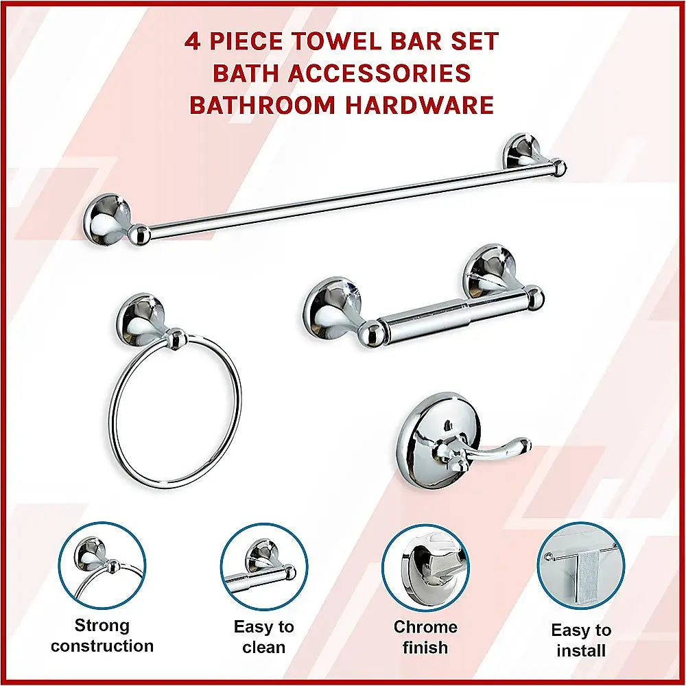 4 Piece Towel Bar Set Bath Accessories Bathroom Hardware - Home & Garden > DIY > Kitchen & Bathroom DIY