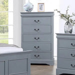 4 Pieces Bedroom Suite in Solid Wood & MDF Queen Size Grey Colour Bed Bedside Table & Tallboy - Furniture > Bedroom >