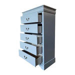 4 Pieces Bedroom Suite in Solid Wood & MDF Queen Size Grey Colour Bed Bedside Table & Tallboy - Furniture > Bedroom >