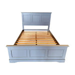 4 Pieces Bedroom Suite in Solid Wood & MDF Queen Size Grey Colour Bed Bedside Table & Tallboy - Furniture > Bedroom >