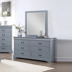 4 Pieces Bedroom Suite in Solid Wood & MDF Queen Size Grey Colour Bed Bedside Table & Dresser - Furniture > Bedroom >