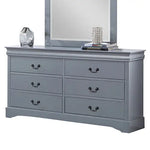 4 Pieces Bedroom Suite in Solid Wood & MDF Queen Size Grey Colour Bed Bedside Table & Dresser - Furniture > Bedroom >