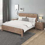4 Pieces Bedroom Suite in Solid Wood Veneered Acacia Construction Timber Slat King Size Oak Colour Bed Bedside Table &