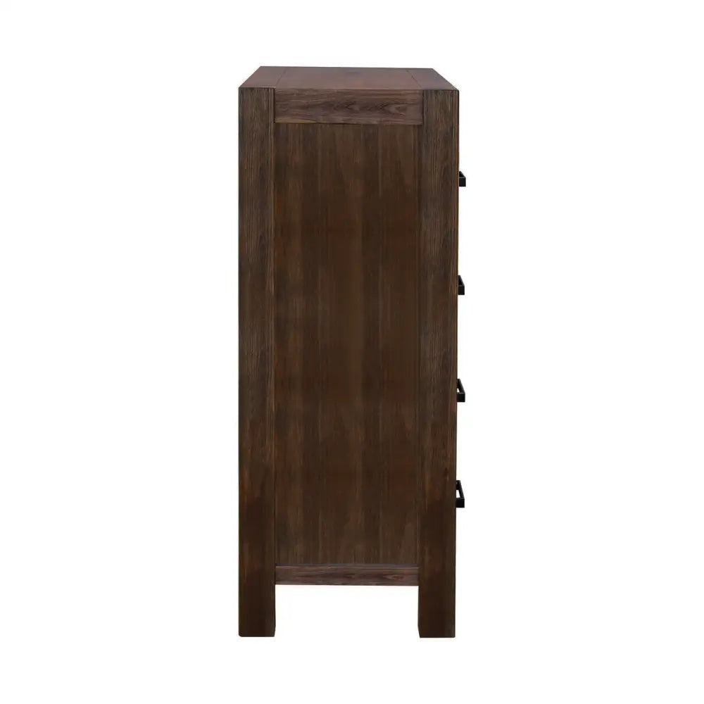 4 Pieces Bedroom Suite in Solid Wood Veneered Acacia Construction Timber Slat Queen Size Chocolate Colour Bed Bedside