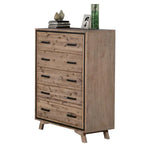 4 Pieces Bedroom Suite King Size Silver Brush in Acacia Wood Construction Bed Bedside Table & Tallboy - Furniture >